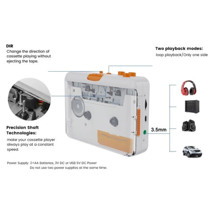 EZCAP 218SP Clear Stereo Walkman Cassette Player Portable Cassette Tape to MP3 Converter