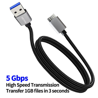 JUNSUNMAY USB 3.0 Male to Micro-B Cord Cable Compatible with Samsung Camera Hard Drive, 0.3m, 1m, 2m, 3m, 5m