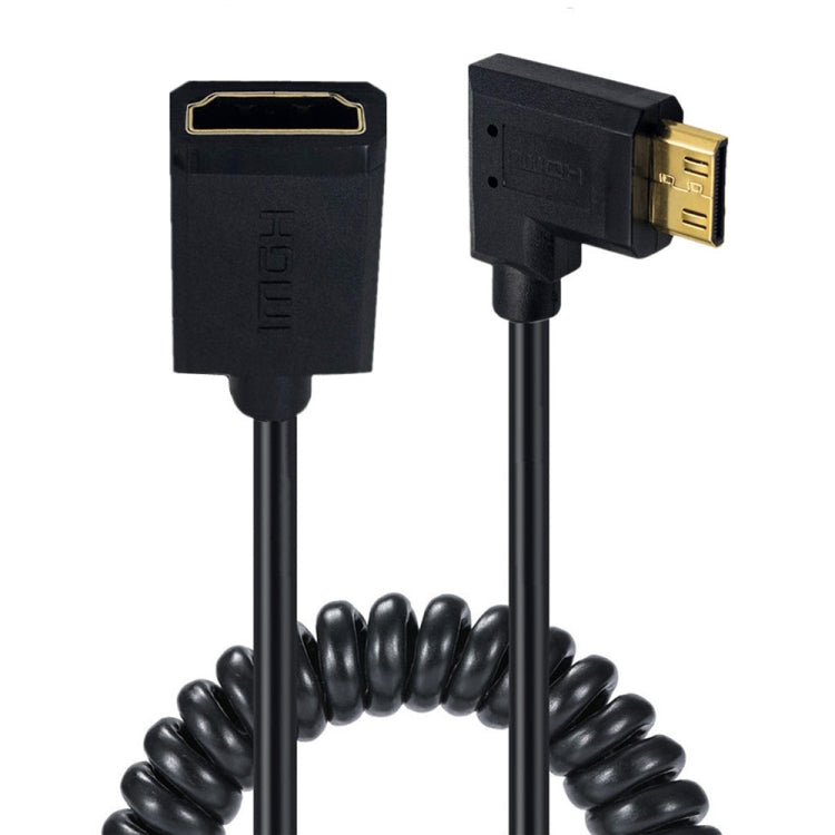 JUNSUNMAY 4K 60Hz Mini HDMI Male to HDMI 2.0V Female Spring Cable, 1.8m