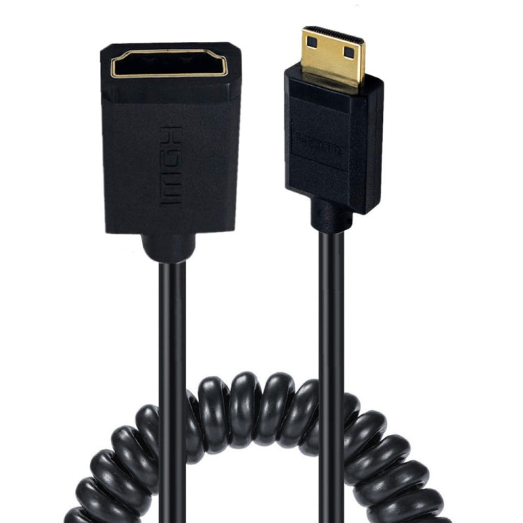 JUNSUNMAY 4K 60Hz Mini HDMI Male to HDMI 2.0V Female Spring Cable, 1.8m