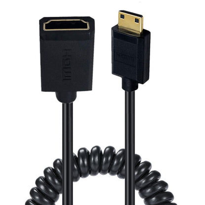 JUNSUNMAY 4K 60Hz Mini HDMI Male to HDMI 2.0V Female Spring Cable, 1.8m