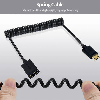 JUNSUNMAY 4K 60Hz Mini HDMI Male to HDMI 2.0V Female Spring Cable, 1.8m