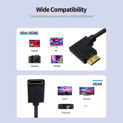JUNSUNMAY 4K 60Hz Mini HDMI Male to HDMI 2.0V Female Spring Cable, 1.8m