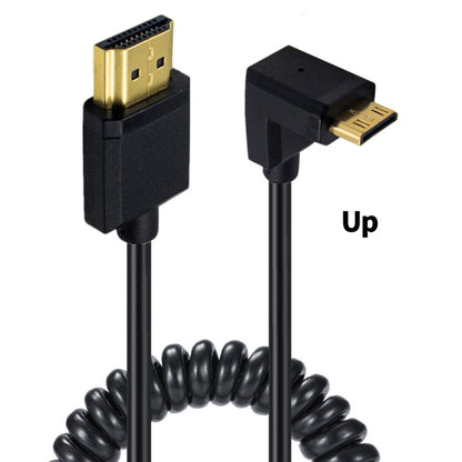JUNSUNMAY 4K 60Hz Mini HDMI Male to HDMI 2.0V Male Spring Cable, 1.2m