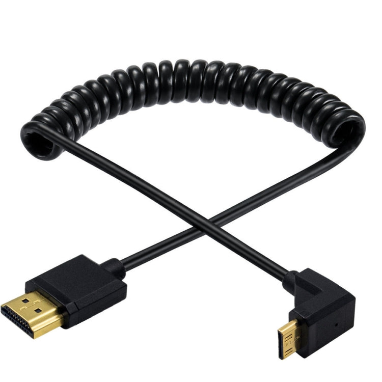 JUNSUNMAY 4K 60Hz Mini HDMI Male to HDMI 2.0V Male Spring Cable, 1.2m