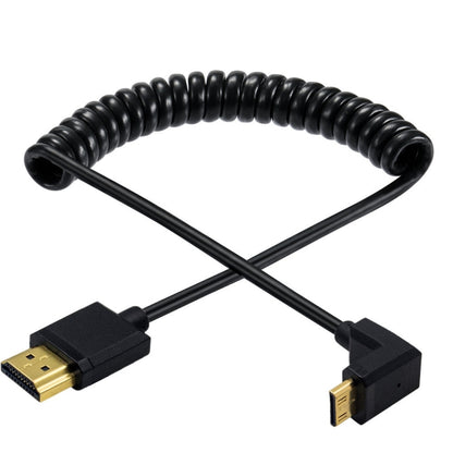 JUNSUNMAY 4K 60Hz Mini HDMI Male to HDMI 2.0V Male Spring Cable, 1.2m