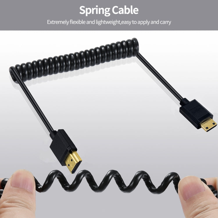 JUNSUNMAY 4K 60Hz Mini HDMI Male to HDMI 2.0V Male Spring Cable, 1.2m