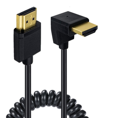 JUNSUNMAY 4K 60Hz HDMI Male to Male HDMI 2.0V Elbow Head Spring Cable, 1.2m