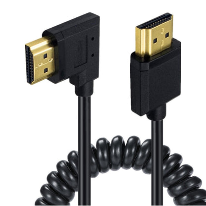JUNSUNMAY 4K 60Hz HDMI Male to Male HDMI 2.0V Elbow Head Spring Cable, 1.2m