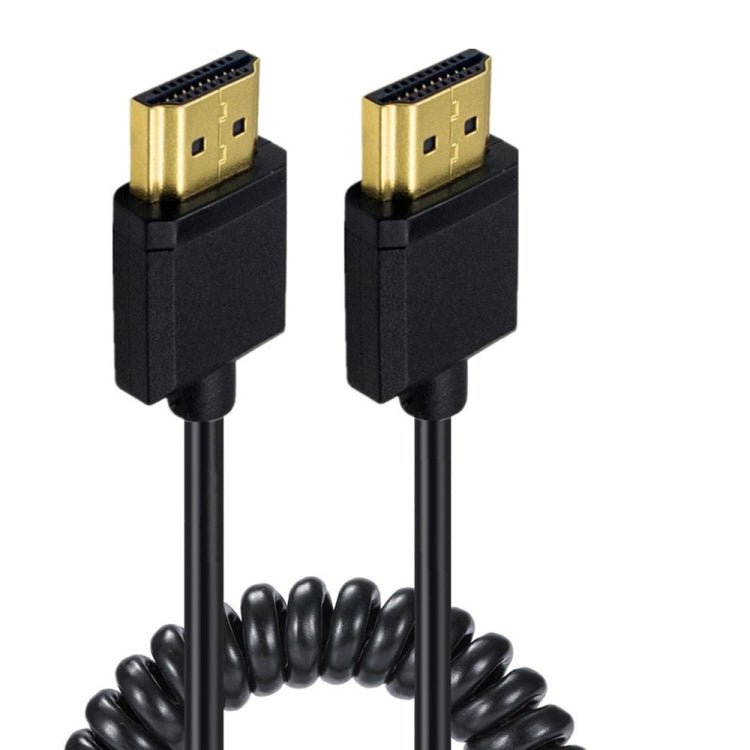 JUNSUNMAY 4K 60Hz HDMI Male to Male HDMI 2.0V Elbow Head Spring Cable, 1.2m