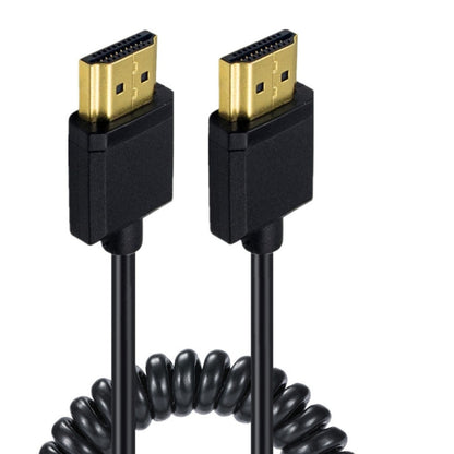 JUNSUNMAY 4K 60Hz HDMI Male to Male HDMI 2.0V Elbow Head Spring Cable, 1.2m