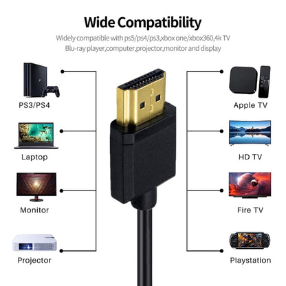 JUNSUNMAY 4K 60Hz HDMI Male to Male HDMI 2.0V Elbow Head Spring Cable, 1.2m