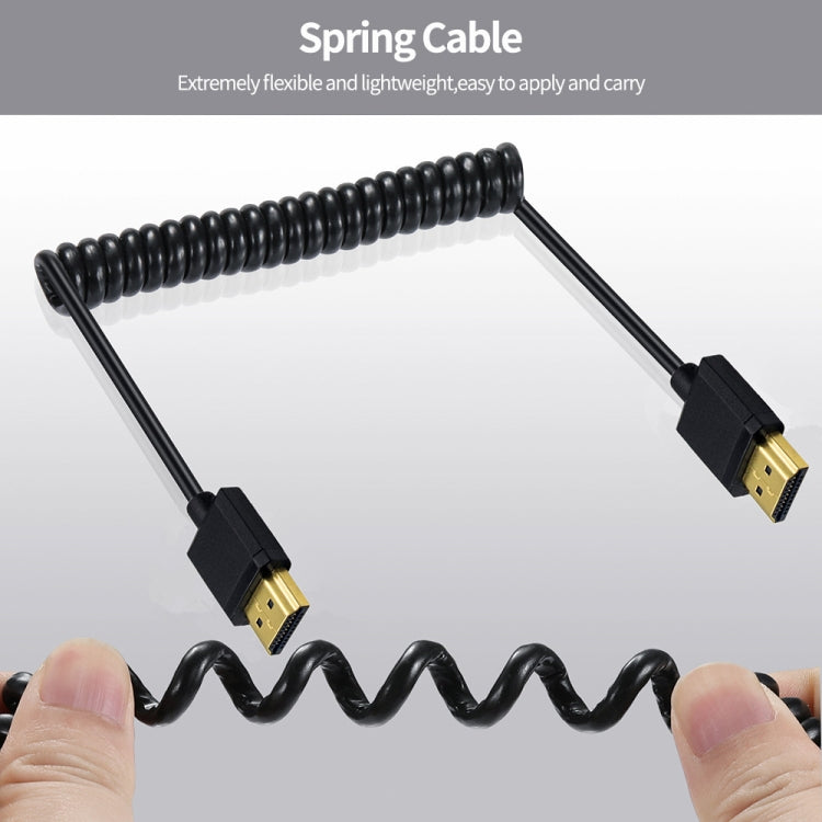 JUNSUNMAY 4K 60Hz HDMI Male to Male HDMI 2.0V Elbow Head Spring Cable, 1.2m