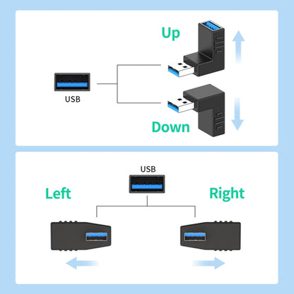 ENKAY USB 3.0 Adapter 90 Degree Angle Male to Female Combo Coupler Extender Connector, Vertical Up, Vertical Down, Horizontal Left, Horizontal Right, Vertical Up + Down, Horizontal Left + Right