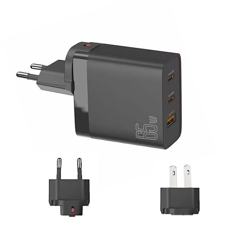 GAN 65W PD45W Dual Type-C+QC3.0 USB Multi Compatible Laptop Adapter, EU + US Plug White, EU + US Plug Black, UK + US Plug White, UK + US Plug Black, AU + US Plug White, AU + US Plug Black, EU + US + AU + UK Plug White, EU + US + AU + UK Plug Black