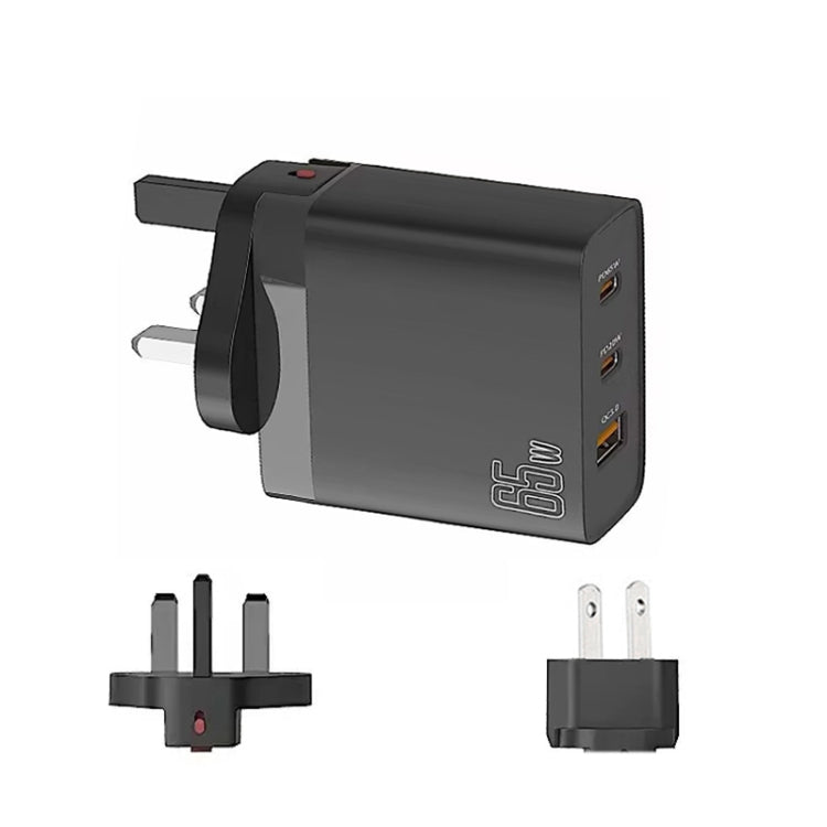 GAN 65W PD45W Dual Type-C+QC3.0 USB Multi Compatible Laptop Adapter, EU + US Plug White, EU + US Plug Black, UK + US Plug White, UK + US Plug Black, AU + US Plug White, AU + US Plug Black, EU + US + AU + UK Plug White, EU + US + AU + UK Plug Black