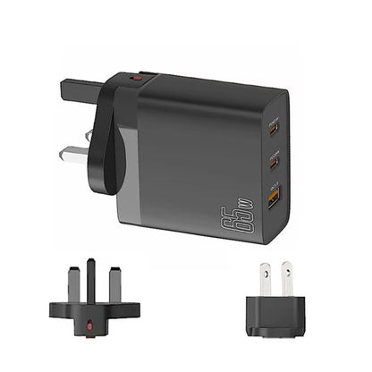 GAN 65W PD45W Dual Type-C+QC3.0 USB Multi Compatible Laptop Adapter, EU + US Plug White, EU + US Plug Black, UK + US Plug White, UK + US Plug Black, AU + US Plug White, AU + US Plug Black, EU + US + AU + UK Plug White, EU + US + AU + UK Plug Black