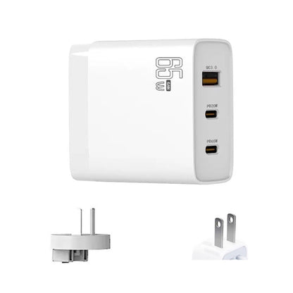GAN 65W PD45W Dual Type-C+QC3.0 USB Multi Compatible Laptop Adapter, EU + US Plug White, EU + US Plug Black, UK + US Plug White, UK + US Plug Black, AU + US Plug White, AU + US Plug Black, EU + US + AU + UK Plug White, EU + US + AU + UK Plug Black