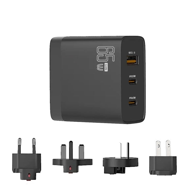 GAN 65W PD45W Dual Type-C+QC3.0 USB Multi Compatible Laptop Adapter, EU + US Plug White, EU + US Plug Black, UK + US Plug White, UK + US Plug Black, AU + US Plug White, AU + US Plug Black, EU + US + AU + UK Plug White, EU + US + AU + UK Plug Black