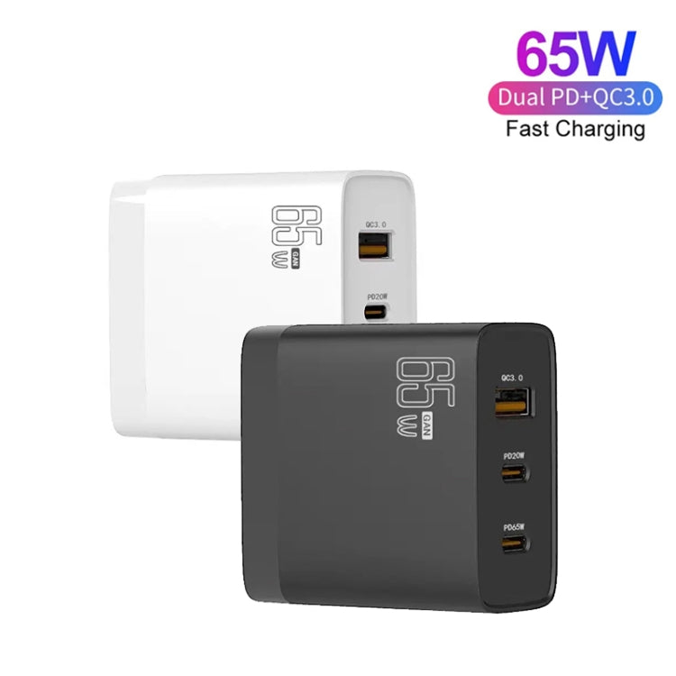 GAN 65W PD45W Dual Type-C+QC3.0 USB Multi Compatible Laptop Adapter, EU + US Plug White, EU + US Plug Black, UK + US Plug White, UK + US Plug Black, AU + US Plug White, AU + US Plug Black, EU + US + AU + UK Plug White, EU + US + AU + UK Plug Black