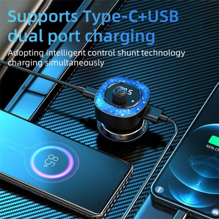 C41 Star Light Car Charger ABS Adapter FM Transmitter Bluetooth Hands-free Call MP3 Music Player, C41