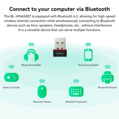 LB-LINK BL-WN650BT 650M Dual Band Wireless Adapter Bluetooth WiFi 2-in-1 Network Card, BL-WN650BT