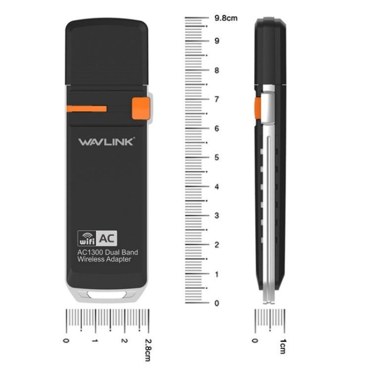 WAVLINK WN688A3D Dual Band Wireless Network Adapter AC1300 Portable USB 3.0 WiFi Dongle, WN688A3D