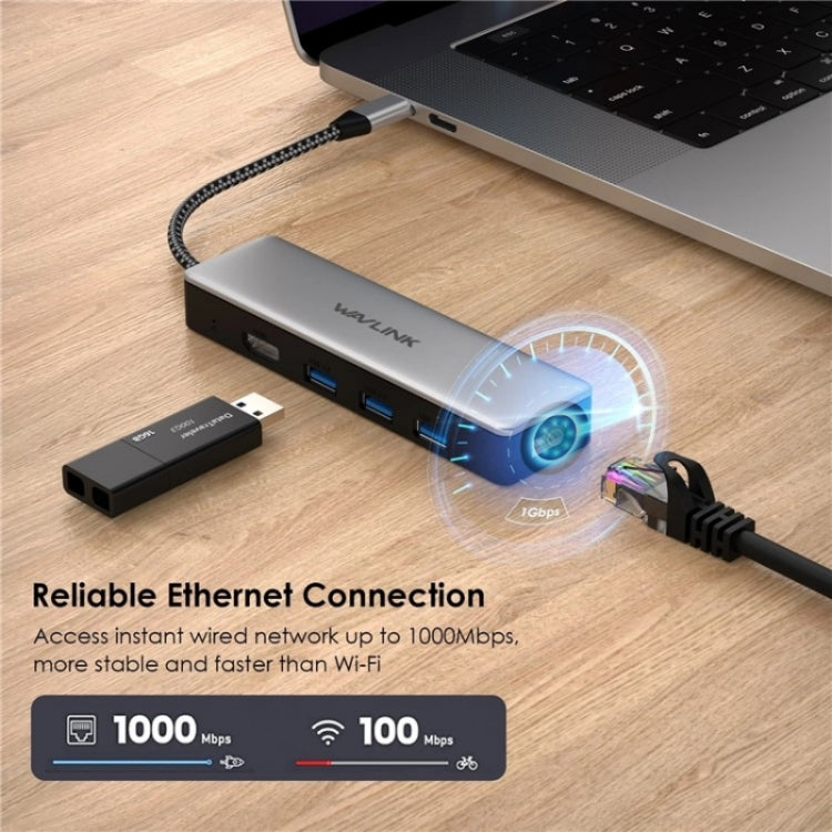 WAVLINK UHP3413 6 in 1 4K Thunderbolt 3 Type-C Devices Hub Adapter USB-C Docking Station, UHP3413