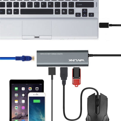 WAVLINK UH3031G/C Gigabit High Speed Hub Adapter Type-C to 3 x USB 3.0 + USB-C + RJ45 + DC Power Port, UH3031G/C