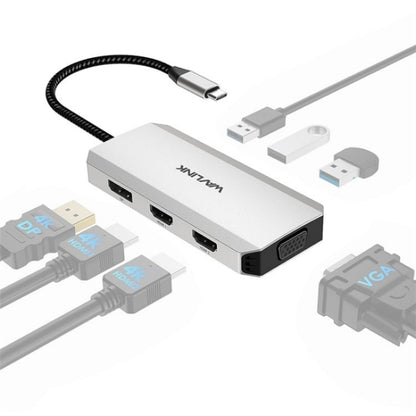WAVLINK UMD304 Converter USB-C to Dual HD 4K 60Hz  HUB 7-in-1 Laptop Docking Station, UMD304