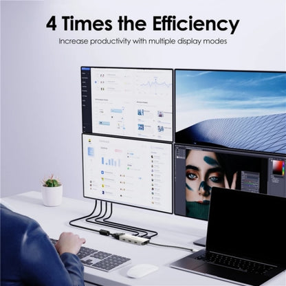 WAVLINK UMD304 Converter USB-C to Dual HD 4K 60Hz  HUB 7-in-1 Laptop Docking Station, UMD304