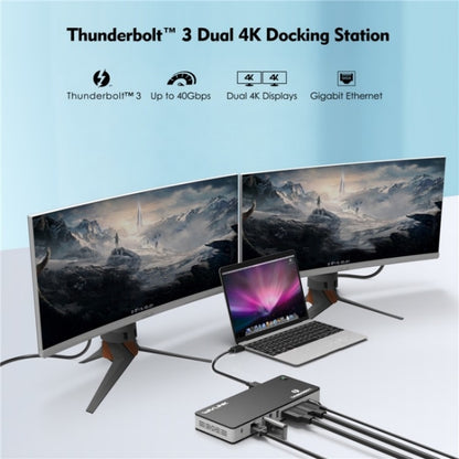 WAVLINK UTD21H 11 in 1 4K Dual DisplayPort Hub Converter Thunderbolt 3 Docking Station, US Plug, UK Plug, EU Plug, AU Plug