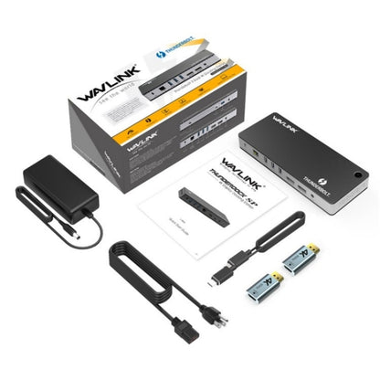 WAVLINK UTD21H 11 in 1 4K Dual DisplayPort Hub Converter Thunderbolt 3 Docking Station, US Plug, UK Plug, EU Plug, AU Plug