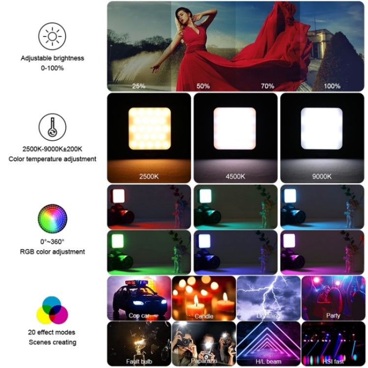 VLOGLITE T64RGB Mini Pocket Beauty Light Portable RGB Fill Light Cell Phone Camera Video Fill Light, T64RGB