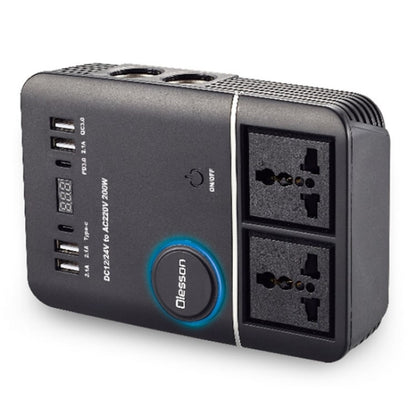 USB+Type-C to 220V QC3.0 200W Power Socket Cigarette Lighter Car Power Inverter, 200W