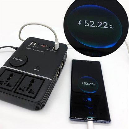 USB+Type-C to 220V QC3.0 200W Power Socket Cigarette Lighter Car Power Inverter, 200W