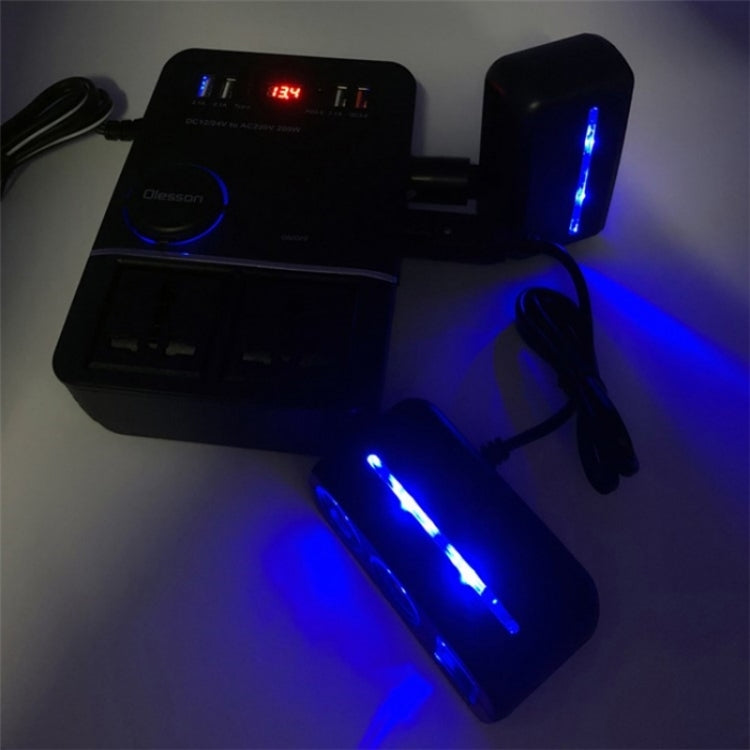 USB+Type-C to 220V QC3.0 200W Power Socket Cigarette Lighter Car Power Inverter, 200W