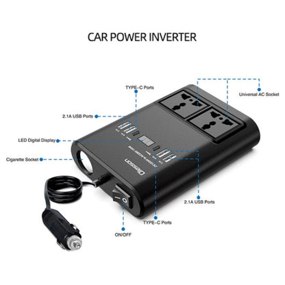 Car 150W Power Socket Cigarette Lighter Car Charger 4USB+2Type-C Car Power Inverter, 150W 4USB