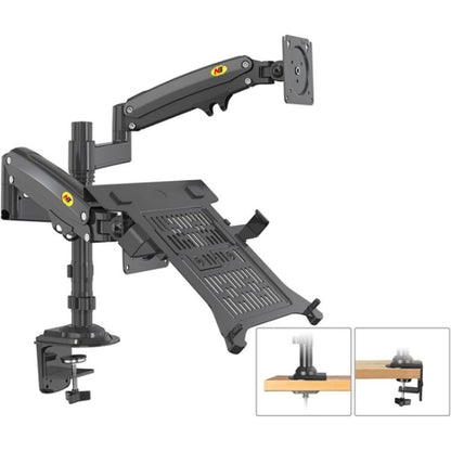 NORTH BAYOU NB H180 FP-2 Laptop Gas Spring Full Motion Dual Arm Clamp 22 - 32 inch LCD TV Monitor Desk Holder, H180-FP-2