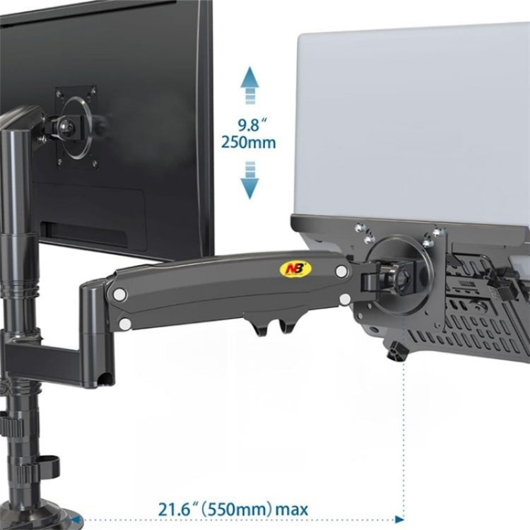NORTH BAYOU NB H180 FP-2 Laptop Gas Spring Full Motion Dual Arm Clamp 22 - 32 inch LCD TV Monitor Desk Holder, H180-FP-2