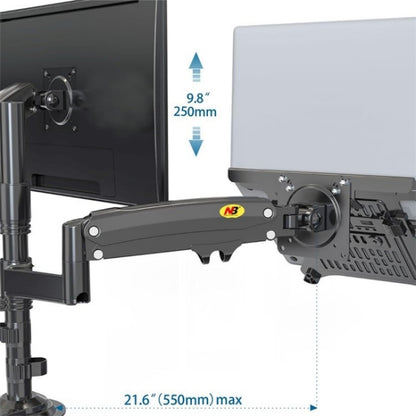 NORTH BAYOU NB H180 FP-2 Laptop Gas Spring Full Motion Dual Arm Clamp 22 - 32 inch LCD TV Monitor Desk Holder, H180-FP-2