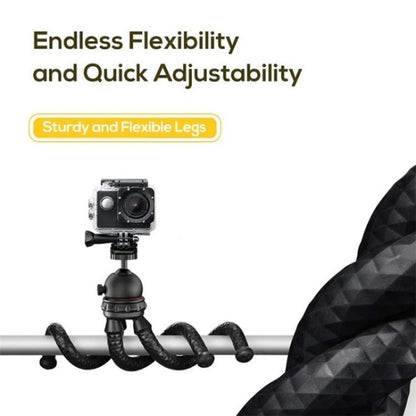 JMARY MT25 Portable Black With Phone Holder Ball Head Selfie Stick Flexible Octopus Tripod, MT25