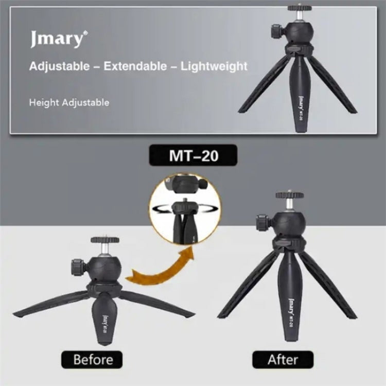 JMARY MT-20 Mini Portable 360 Degree Ball Head Selfie Stick Folding Desktop Tripod Phone Holder, MT-20
