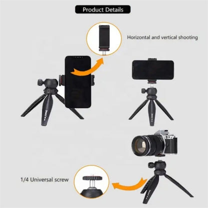 JMARY MT-20 Mini Portable 360 Degree Ball Head Selfie Stick Folding Desktop Tripod Phone Holder, MT-20
