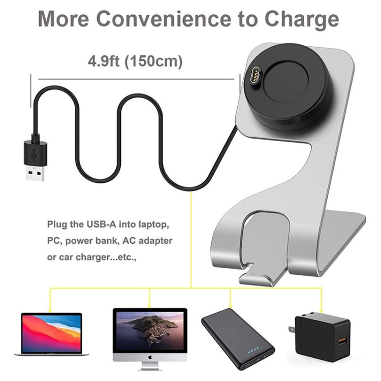 JUNSUNMAY For Garmin Venu 3 / Venu 3S USB Port Aluminum Alloy Watch Charger Holder, Length: 1.5m