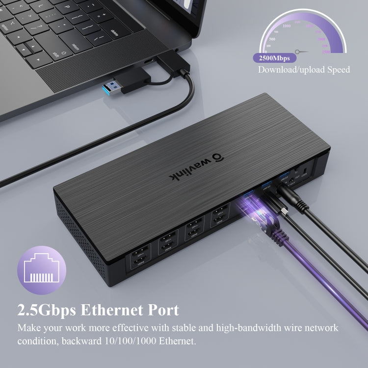 WAVLINK UG69PD10 1 to 4 Screens 4K/5K AV Transfer USB-C to HD Type-C Docking Station Hub, US Plug, UK Plug, EU Plug, AU Plug