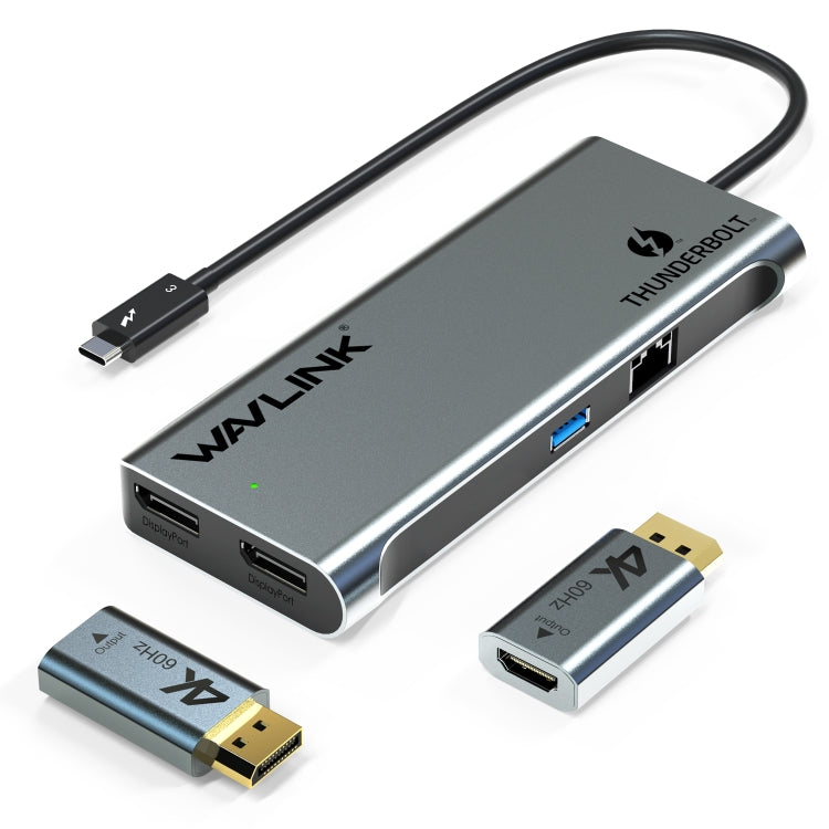 WAVLINK WL-UTD05H Thunderbolt 3 Dual 4K Mini Docking Station Converter With 2 DP to HD Adapters, WL-UTD05H