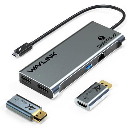 WAVLINK WL-UTD05H Thunderbolt 3 Dual 4K Mini Docking Station Converter With 2 DP to HD Adapters, WL-UTD05H