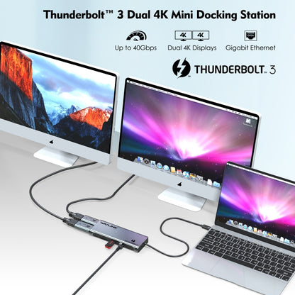WAVLINK WL-UTD05H Thunderbolt 3 Dual 4K Mini Docking Station Converter With 2 DP to HD Adapters, WL-UTD05H