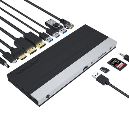 WAVLINK WL-UMD01 USB3.0 Splitter Docking Station Gigabit Ethernet / DP / HD Cable Converter, UMD01